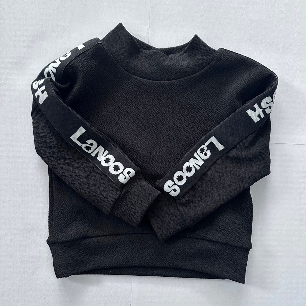Lanoosh Kids Black Textured Long Sleeve Top Infant Size 12 Months Made in USA